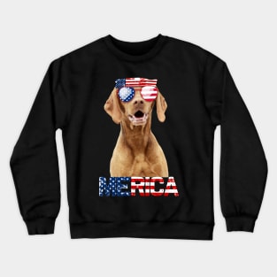 Merica Vizsla Dog American Flag 4Th Of July Crewneck Sweatshirt